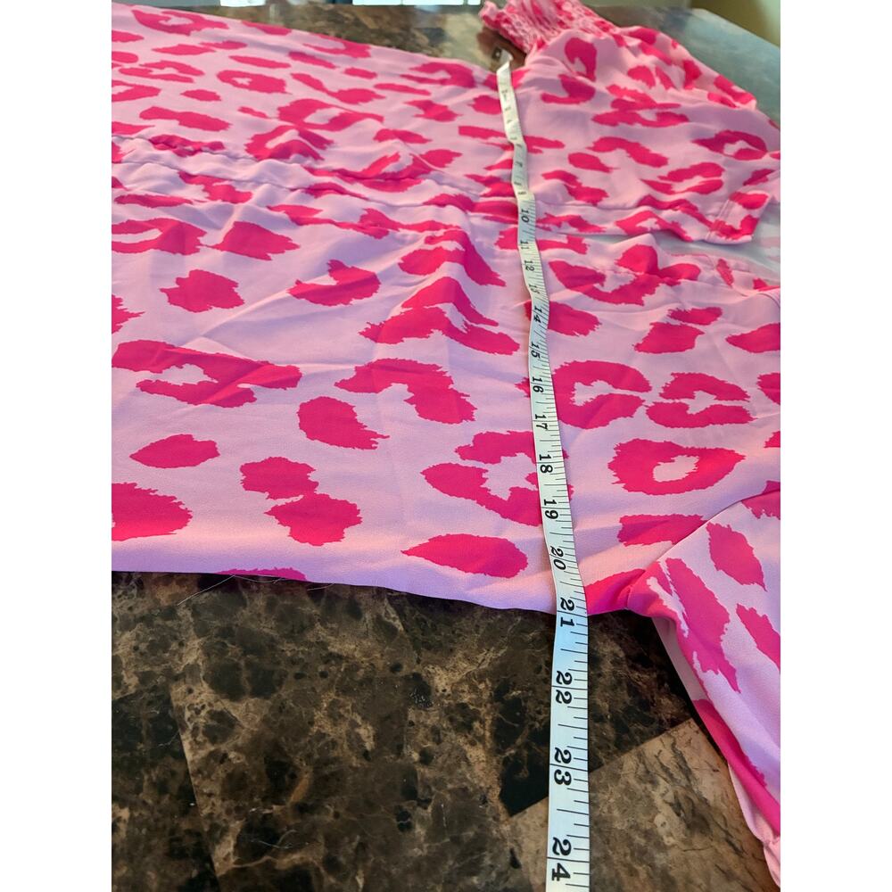 BiBi Leopard Smocked Short Sleeve Blouse - Picture 8 of 8